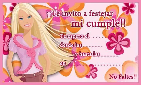 Tarjeta de cumpleaños de barbie | INVITACIONES PARA IMPRIMIR ...