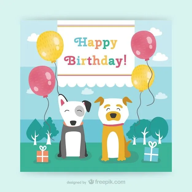Tarjeta de cumpleaños CMYK con perros | Descargar Vectores gratis