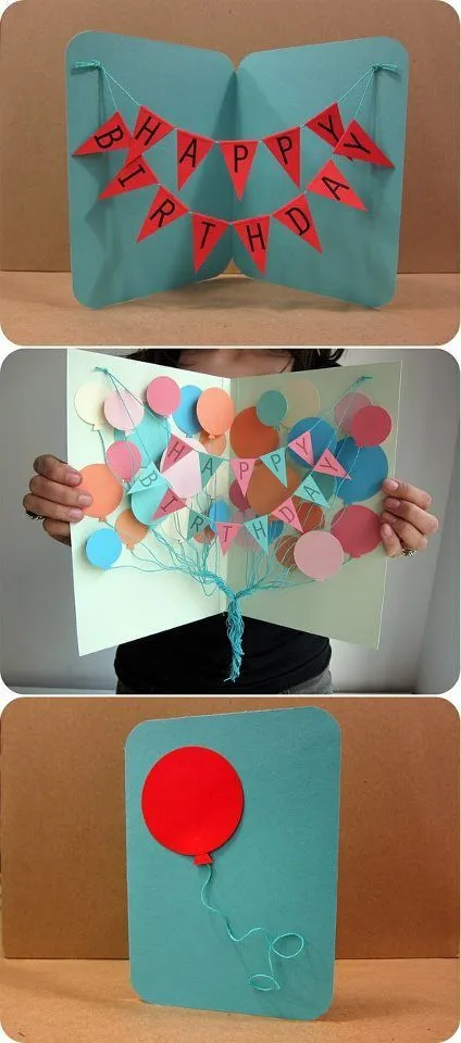 Tarjeta de cumpleaños fácil y sencillo, a base de cartulinas de ... Tarjeta de cumpleaños fácil y sencillo, a base de cartulinas de ...