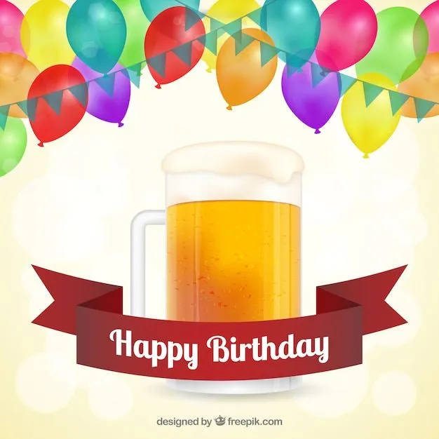 Tarjeta de cumpleaños feliz con cerveza | Descargar Vectores gratis