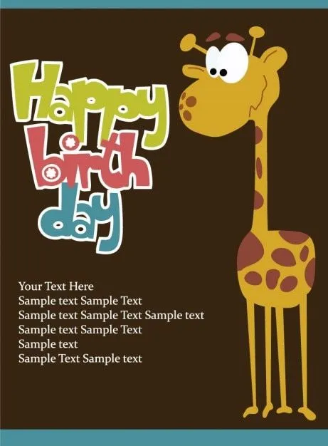 Tarjeta de cumpleaños con jirafa vector | Descargar Vectores gratis