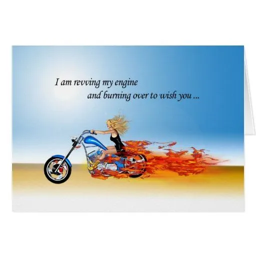 Feliz cumpleaños con una motocicleta llameante tarjeta de ...