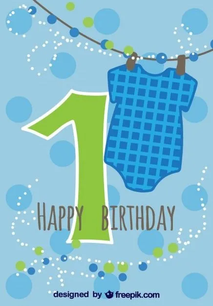 Tarjeta primer cumpleaños de niño | Descargar Vectores gratis