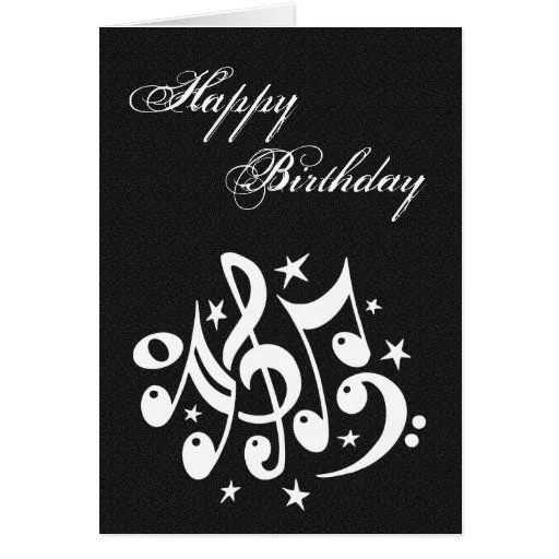 Tarjetas de cumpleaños con notas musicales - Imagui