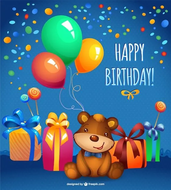 Tarjeta de cumpleaños con oso de peluche | Descargar Vectores gratis