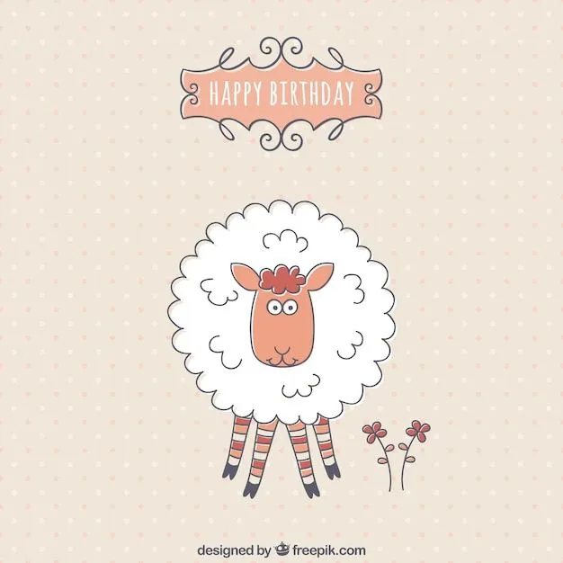 Tarjeta de cumpleaños con una oveja linda | Descargar Vectores gratis