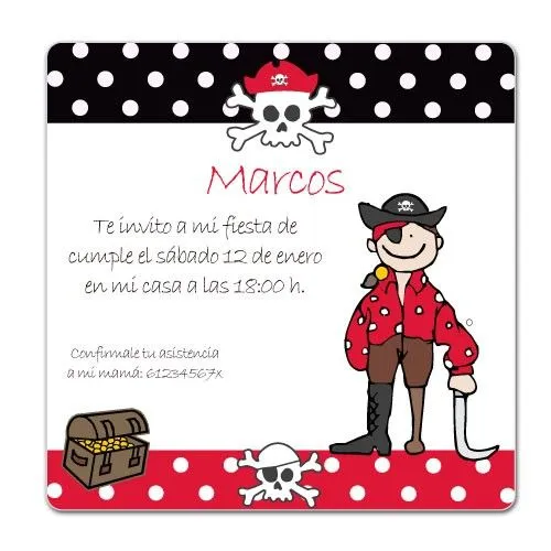 Tarjeta cumpleaños pirata - Imagui