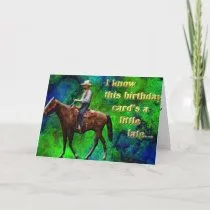Tarjeta de cumpleaños tardía de Pony Express por SusanJoyClark