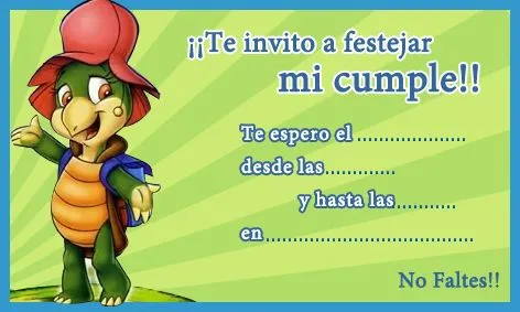 Tarjeta de cumpleaños de la Tortuga Manuelita - Fiestas infantiles