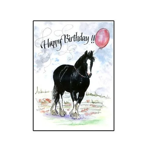 Tarjeta del feliz cumpleaños caballo por hilink en Etsy