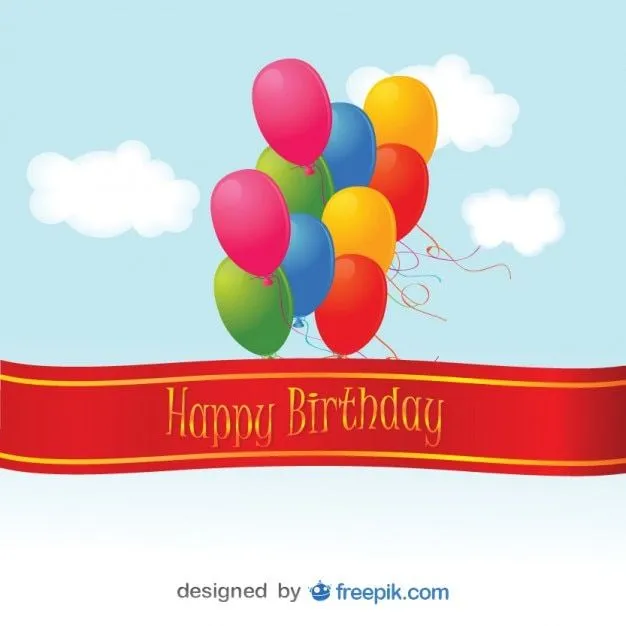 Tarjeta de feliz cumpleaños con globos de colores | Descargar ...