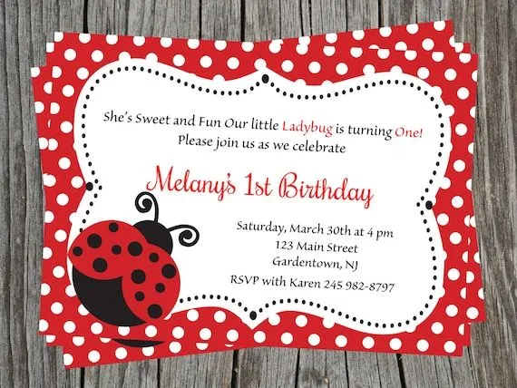 Invitaciónes para cumpleaños de mariquitas - Imagui