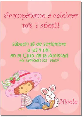 Tarjeta de invitación de Rosita Fresita | Web Del Bebé
