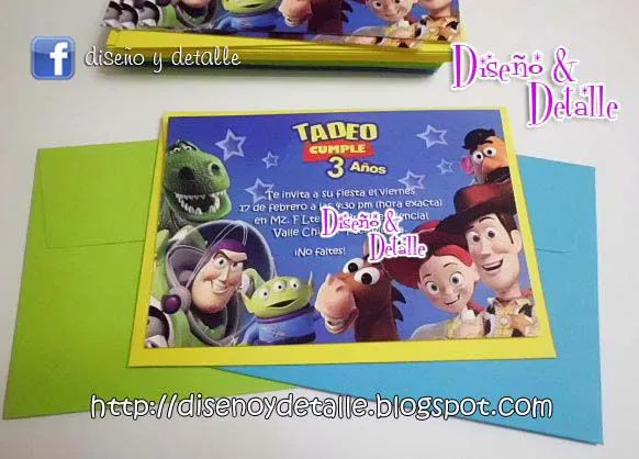 Diseño y Detalle: Invitaciones de Toy Story