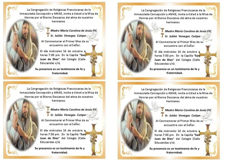 Tarjeta de La Misa de Difunto | PDF | Iglesia Católica | Religión y creencia