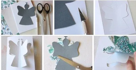 Tarjeta navideña con ángel 3D en Manualidades con Papel / Cartón