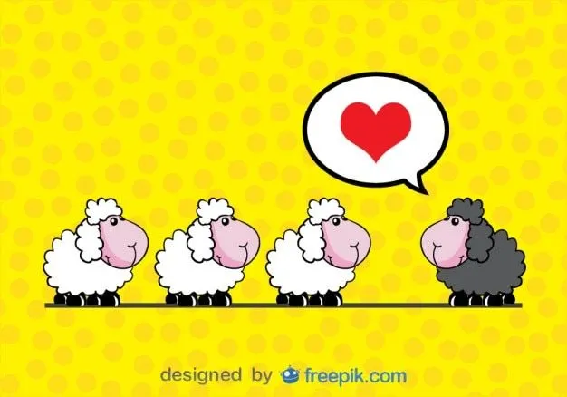 Tarjeta de oveja enamorada de dibujos de historieta en vector ...