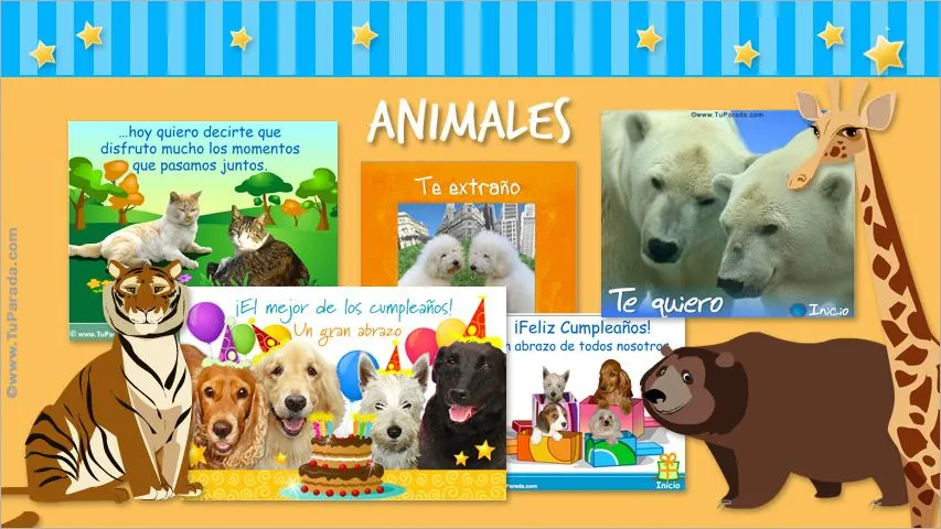 Tarjetas de animales, postales de mascotas, tarjetas virtuales de ...