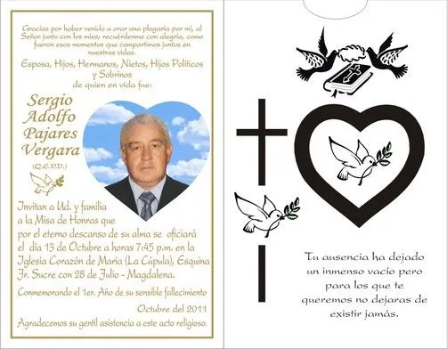 Tarjetas de invitación a misa de un fallecido - Imagui
