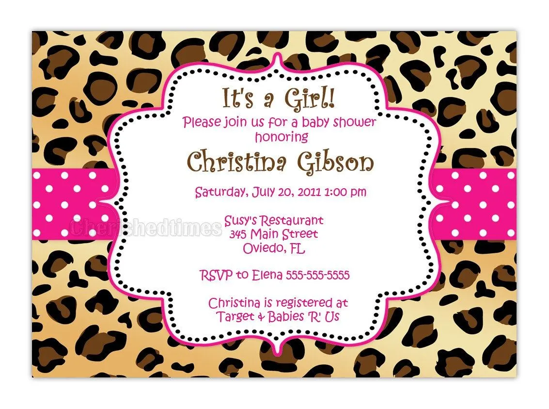 Leopard Zebra Or Any Animal Print Baby Shower Birthday Or Any Event ...