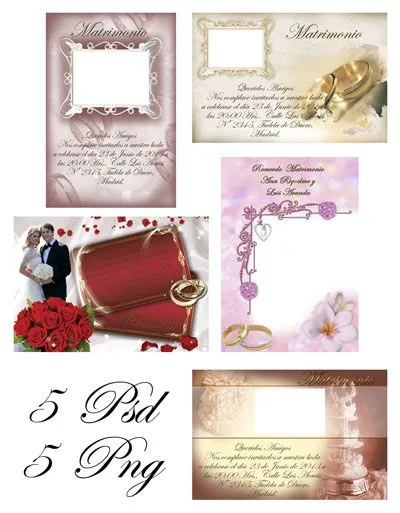 Tarjetas de Boda o Matrimonio en Psd y Png. Part 1. Tarjetas de Boda o Matrimonio en Psd y Png. Part 1.