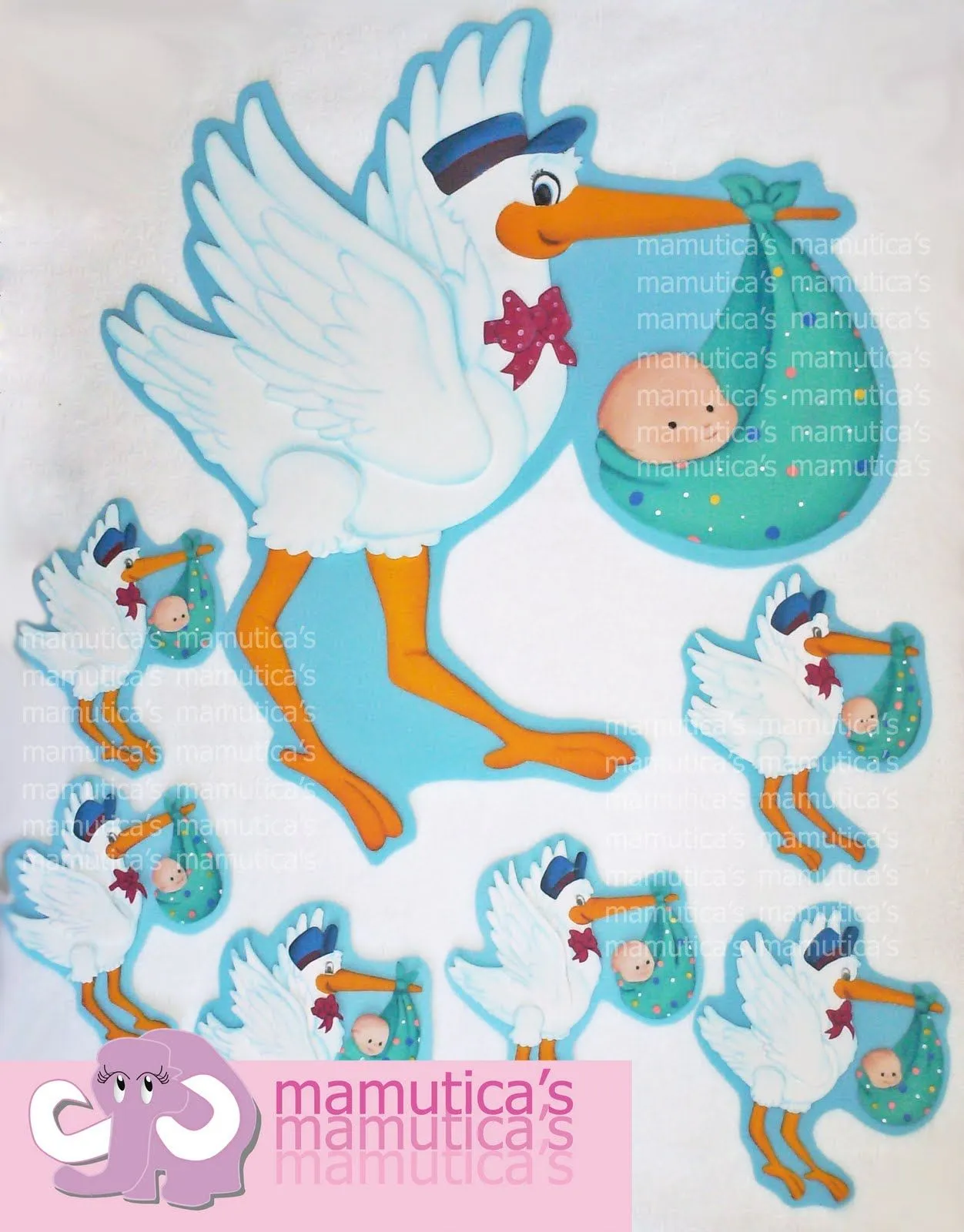 Tarjetas de cigüeña para baby shower - Imagui