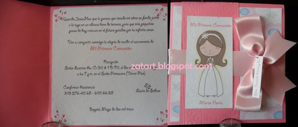 Como hacer tarjetas de primera comunión para niña - Imagui