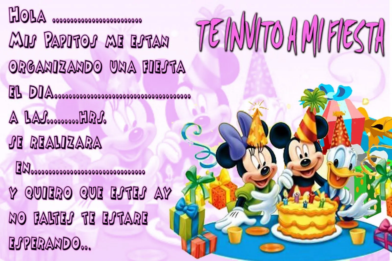 Mickey Mouse | Tarjetas de cumpleaños para imprimirTarjetas de ...