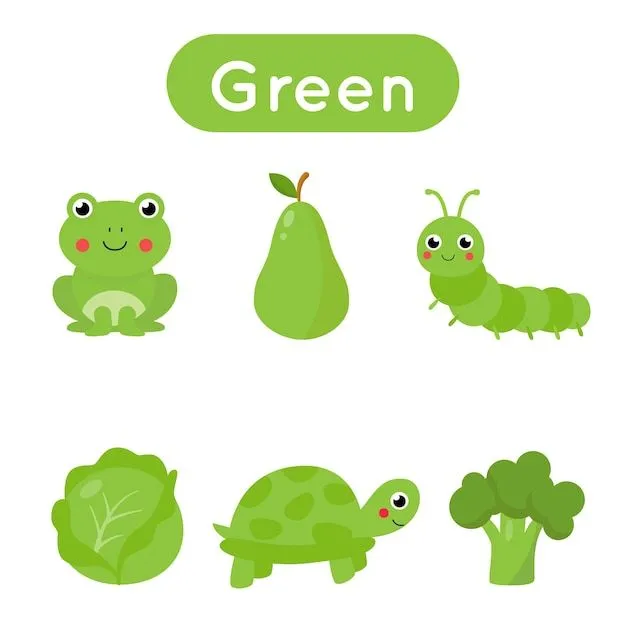 Tarjetas didácticas para aprender colores. color verde. hoja de trabajo  educativo para niños en edad preescolar. conjunto de cuadros en color verde.  | Vector Premium