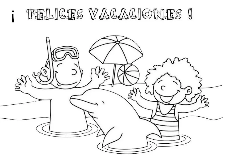 Dibujo para colorear felices vacaciones - Imagui