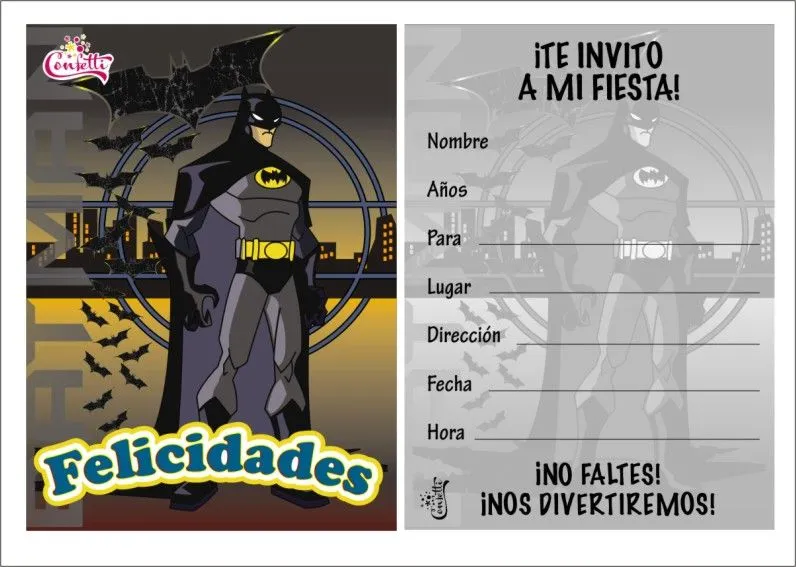 TARJETAS INVITACION BATMAN - Imagui