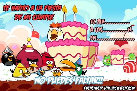 Tarjetas de invitación de cumpleaños Angry Birds - Imagui