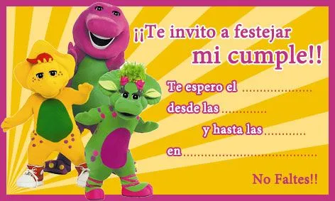 Barney - Invitaciones de cumpleaños de Barney para imprimir ...