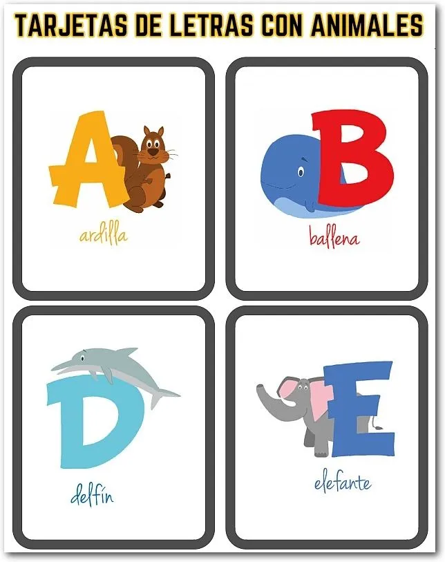 Tarjetas de las Letras del Abecedario en Español Tarjetas de las Letras del Abecedario en Español