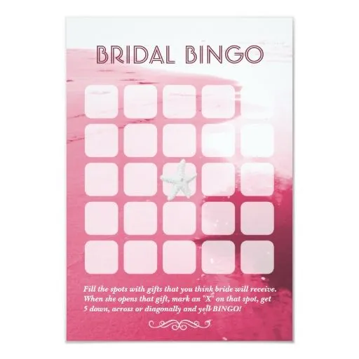 Tarjetas nupciales rosadas con clase del bingo del invitación 3.5 ...