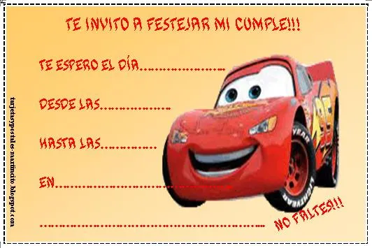 Invitación cumpleaños cars - Imagui
