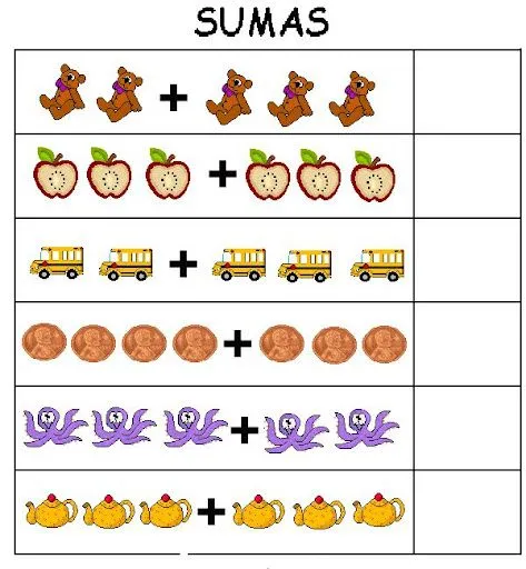 TARJETAS DE SUMAS PARA NIÑOS TARJETAS DE SUMAS PARA NIÑOS