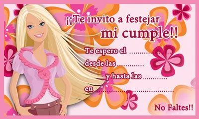 Click Aquí para Imprimir la tarjeta de invitación de Barbie Click Aquí para Imprimir la tarjeta de invitación de Barbie