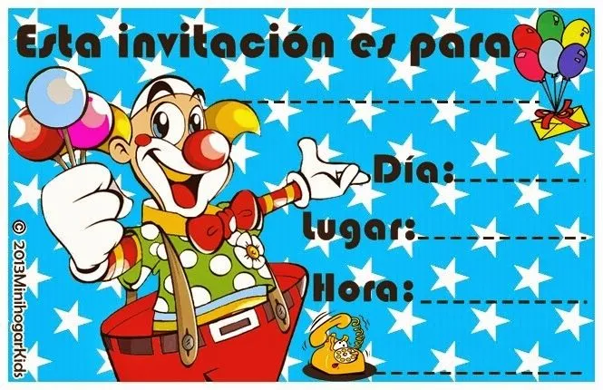 Invitaciónes de cumpleaños infantiles de payasos - Imagui