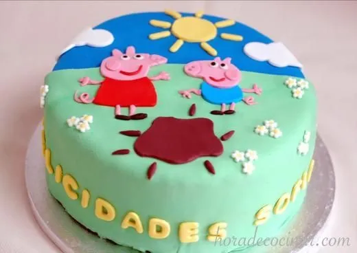 Tarta Fondant de cumpleaños Peppa Pig | horadecocinar.com