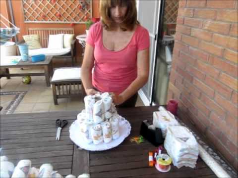 Como hacer una tarta de pañales - YouTube