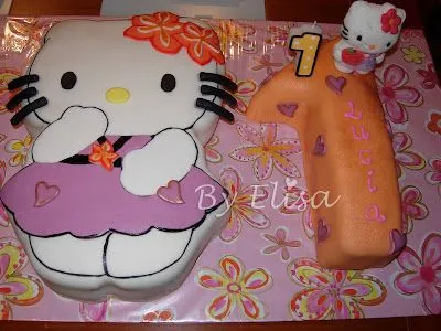 Tartas que enamoran!!: Pastel Hello Kitty 1er añito Tartas que enamoran!!: Pastel Hello Kitty 1er añito