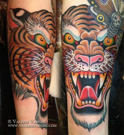 tattoo old school / traditional ink - tiger (by Valerie Vargas ...