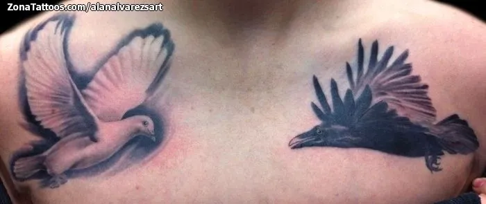 Tatuaje de Alanalvarezsart - Palomas Cuervos Aves