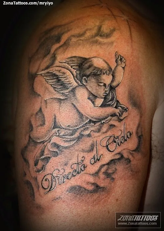 Tatuaje de un angelito hecho por Mryiyo, de Granada (España). Si ...
