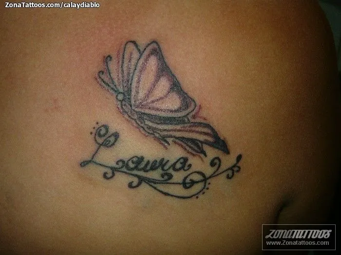 Tatuajes de mariposa con nombres - Imagui