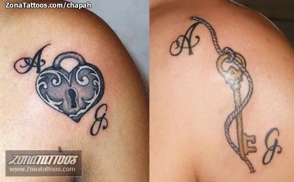 Tatuaje de chapah - Corazones Candados Iniciales