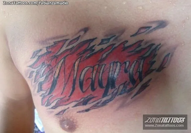 Tatuaje de FabianZamudio - Nombres Pecho Grietas
