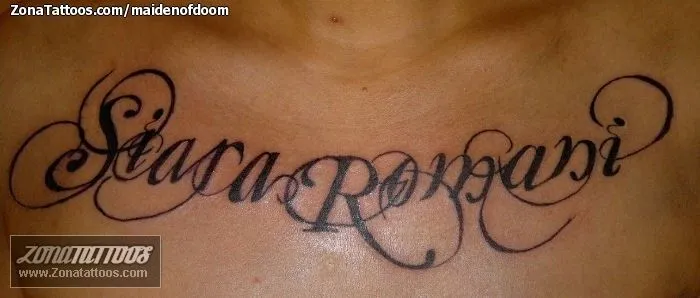 Tatuaje de MaidenOfDoom - Nombres Letras Pecho