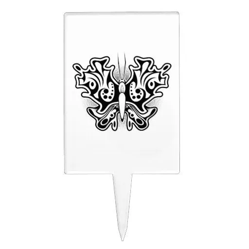 Tatuaje de la mariposa blanco y negro decoraciones de tartas | Zazzle